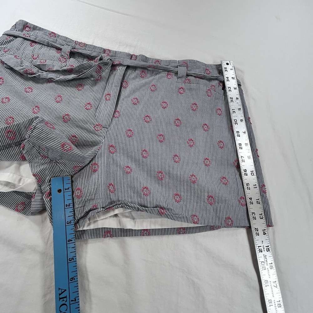 NEW Loft Womens 14 Blue White Striped Flower Embroidered Shorts Preppy Casual - Picture 6 of 12